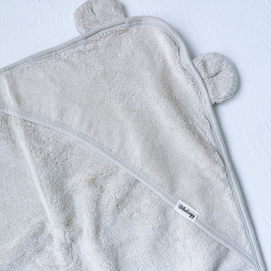 Organic Cotton Teddy Ear Hood Towel- Light Brown