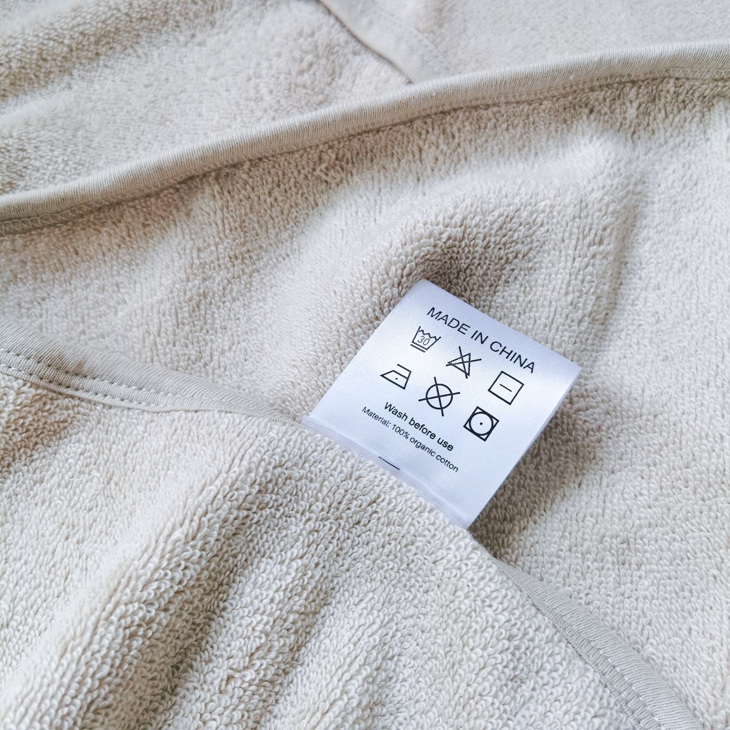 Organic Cotton Teddy Ear Hood Towel- Light Brown