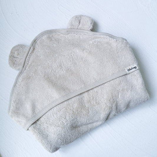 Organic Cotton Teddy Ear Hood Towel- Light Brown