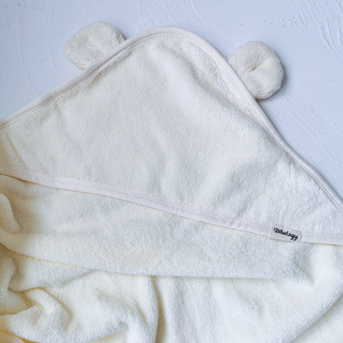 Organic Cotton Teddy Ear Hooded Towel- Off White