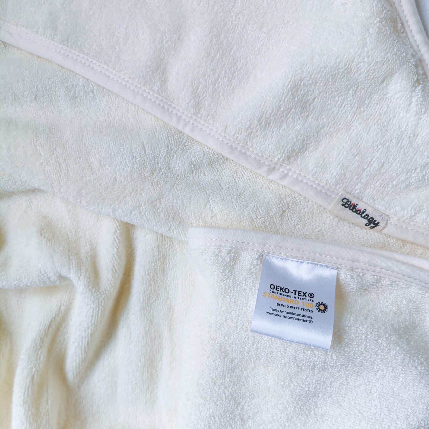 Organic Cotton Teddy Ear Hooded Towel- Off White