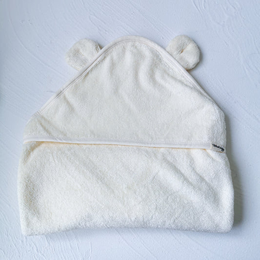Organic Cotton Teddy Ear Hooded Towel- Off White