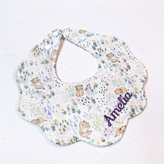 Flower Bib| Floral and Cats