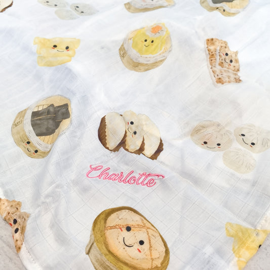 Baby Swaddle - Dim Sum (with embroidered Name)
