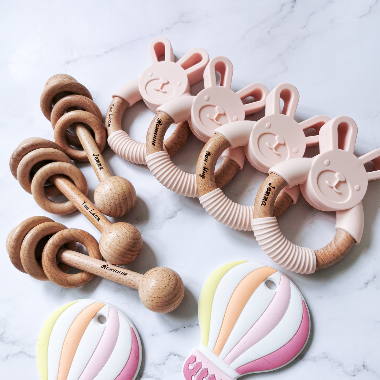Rabbit Wood Teether- Pink