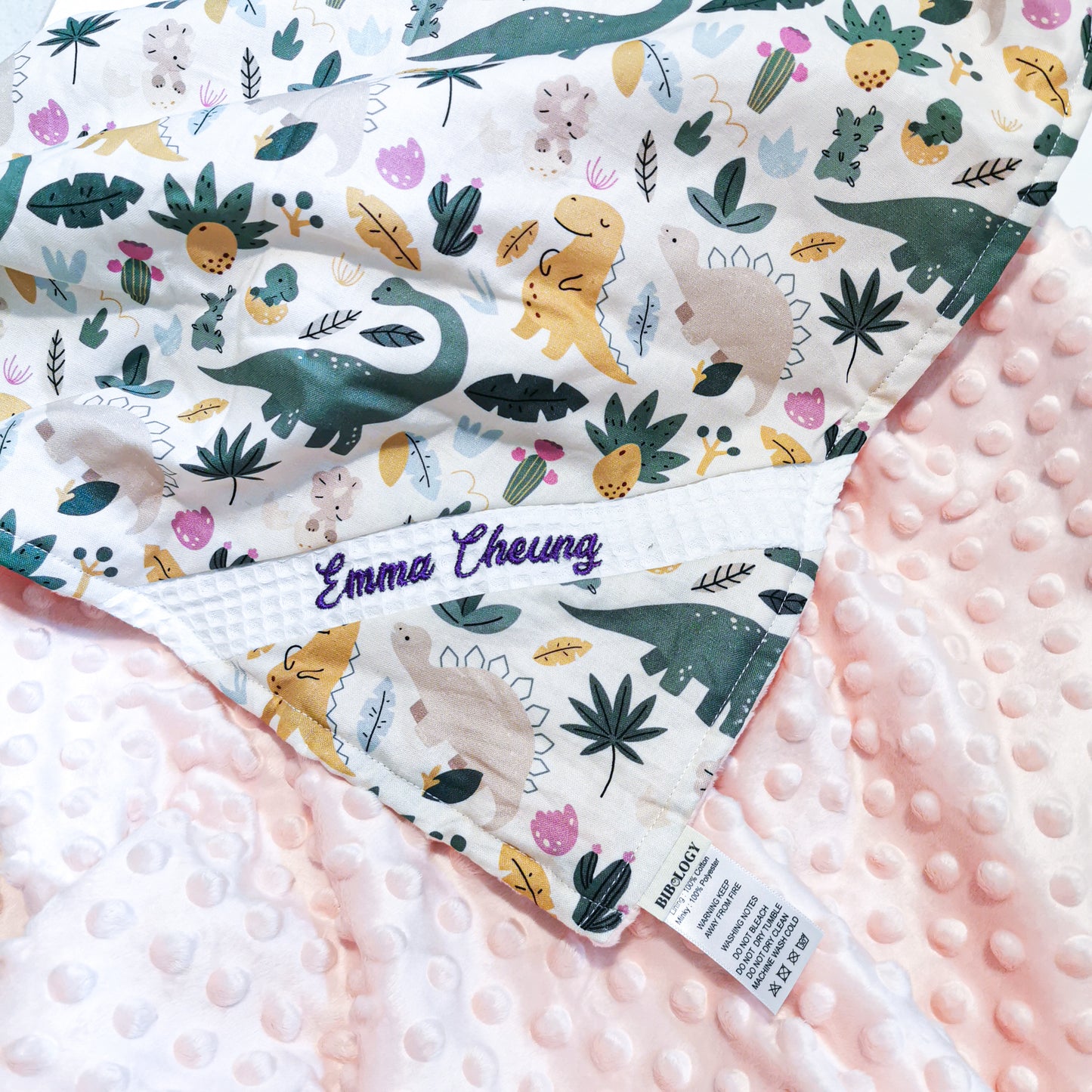 PERSONALIZED 3D MINKY BLANKET Little Dino Babe