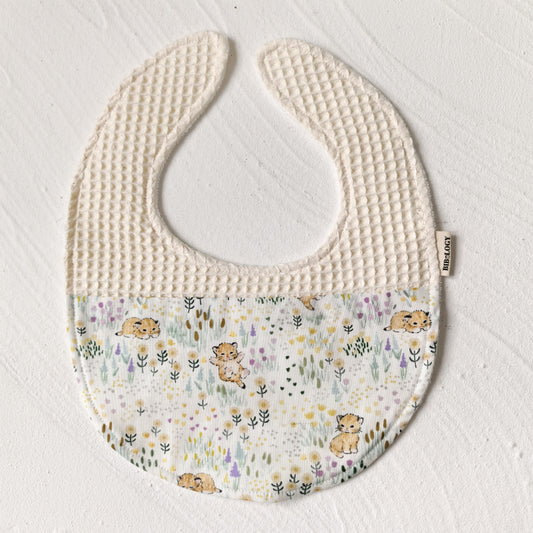 Traditional XL Bib| CAT IN THE FLORAL GARDEN