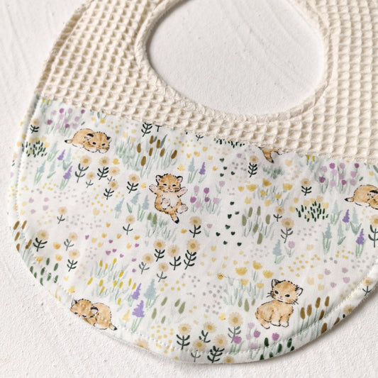 Traditional XL Bib| CAT IN THE FLORAL GARDEN