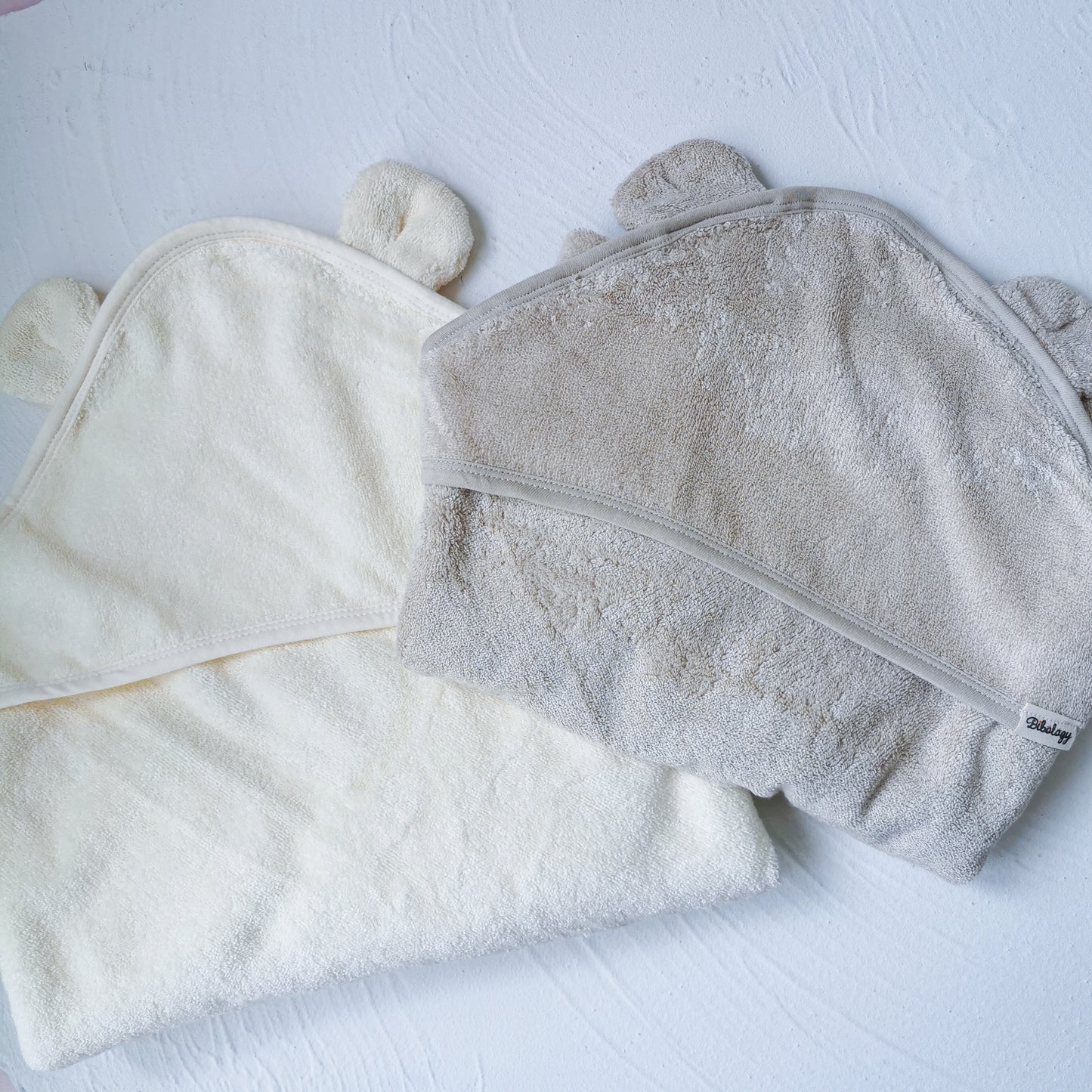 Organic Cotton Teddy Ear Hooded Towel- Off White