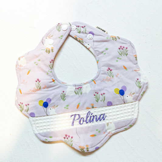 Flower Bib| purple Bunny
