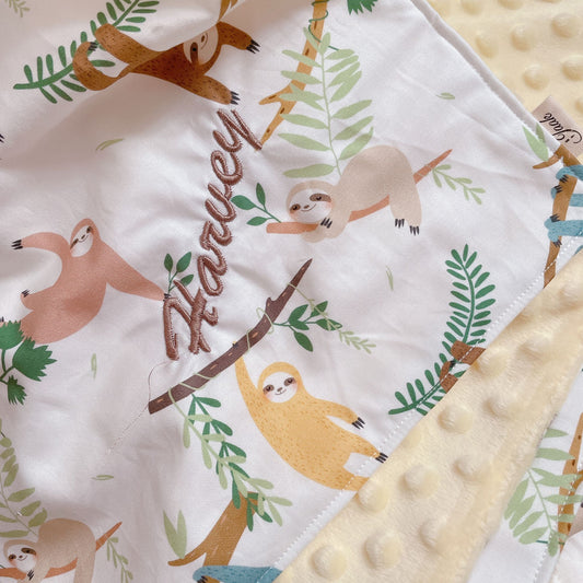 PERSONALIZED 3D MINKY BLANKET| Sloth's Forest