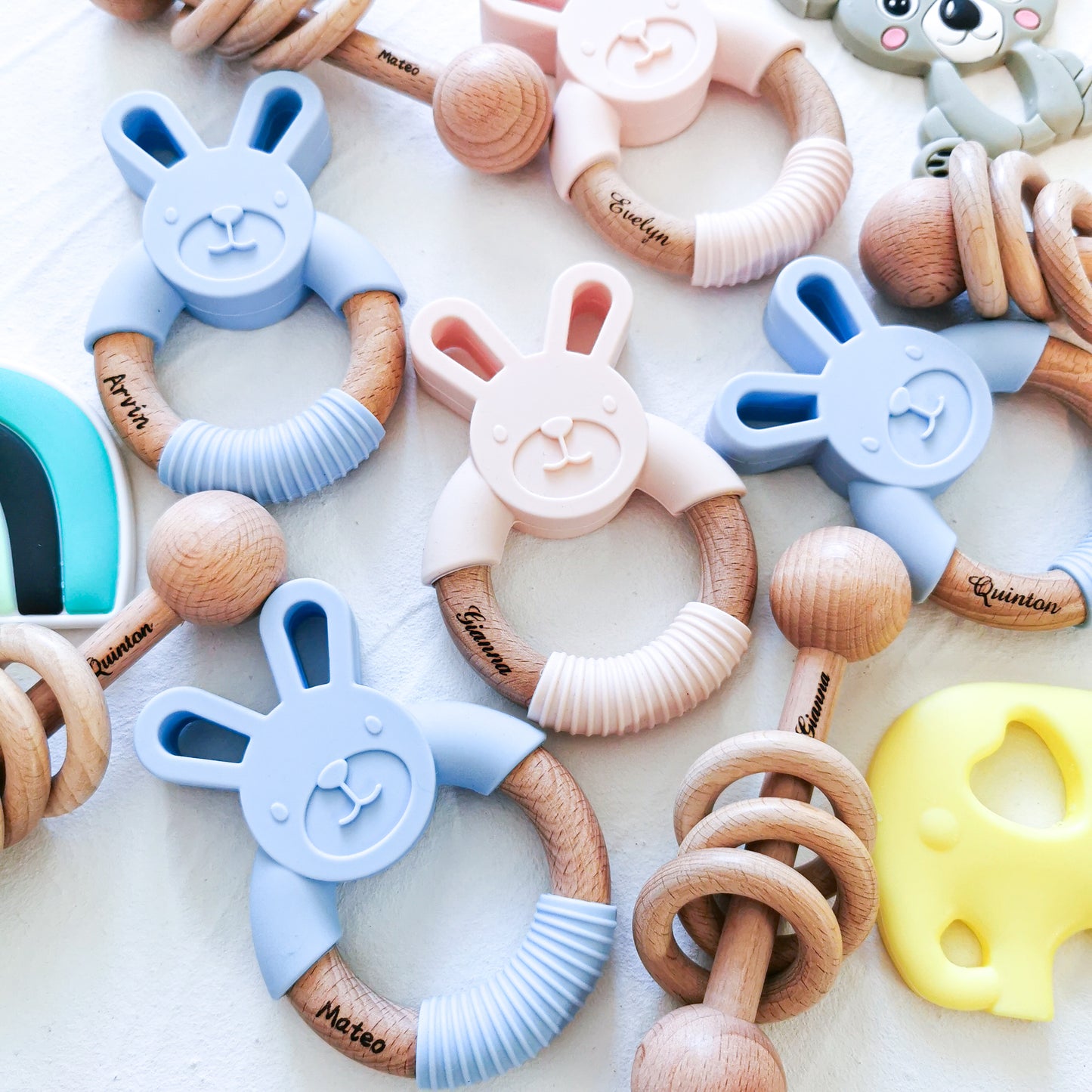 Rabbit Wood Teether- Marble