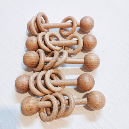 Dumbbell Wood Rattle Rings