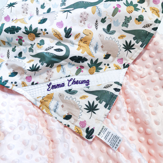 PERSONALIZED 3D MINKY BLANKET Little Dino Babe