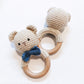 Crochet Wood Rattle| Teddy Bear (Orgaic Cotton)