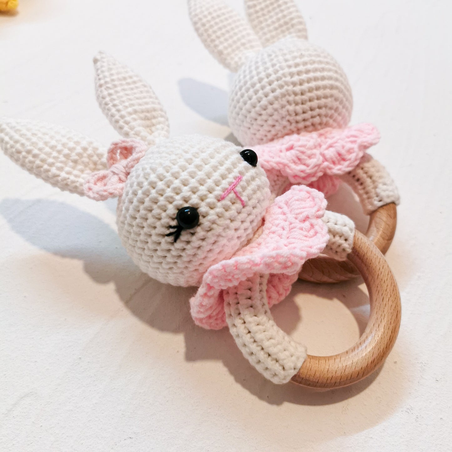 Crochet Wood Rattle| Bunny (Organic Cotton)