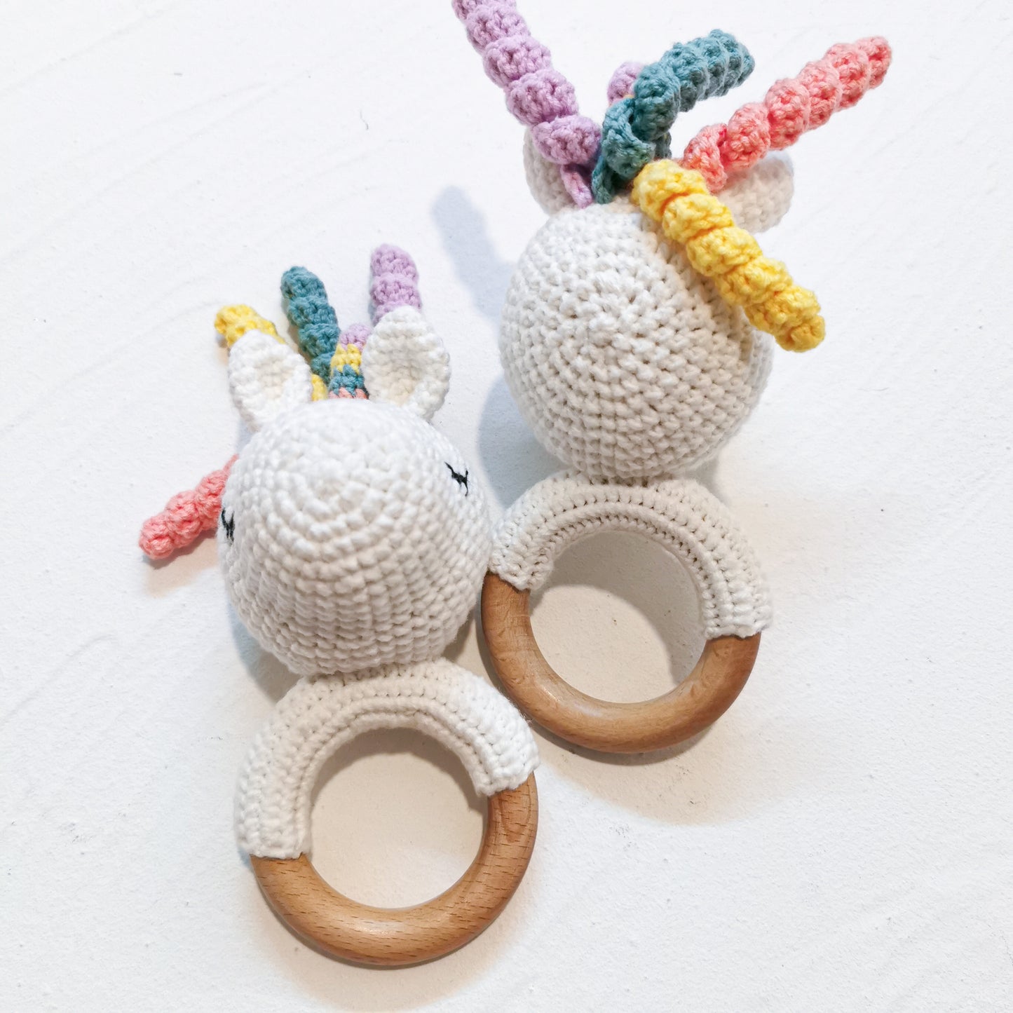 Crochet Wood Rattle| Unicorn (Organic Cotton)