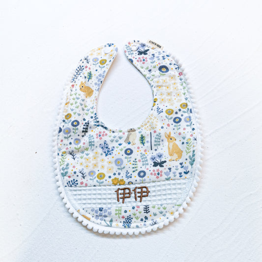 Traditional Bib| White Bunnies