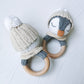 Crochet Wood Rattle| Penguin (Orgaic Cotton)