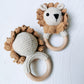 Crochet Wood Rattle| Lion (Organic Cotton)