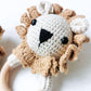 Crochet Wood Rattle| Lion (Organic Cotton)