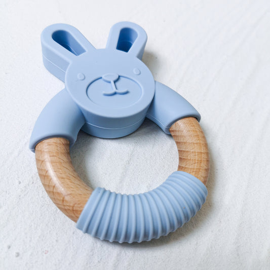 Rabbit Wood Teether- Blue