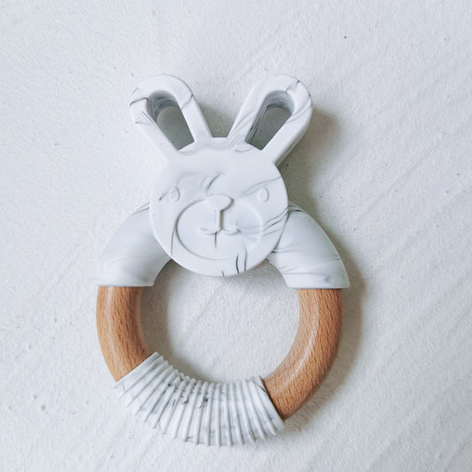 Rabbit Wood Teether- Marble