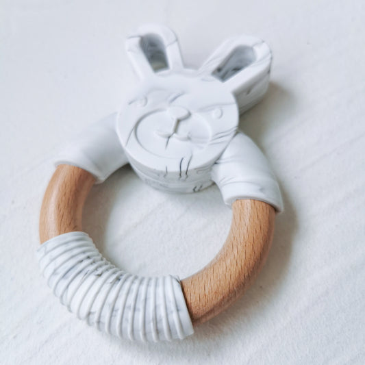 Rabbit Wood Teether- Marble