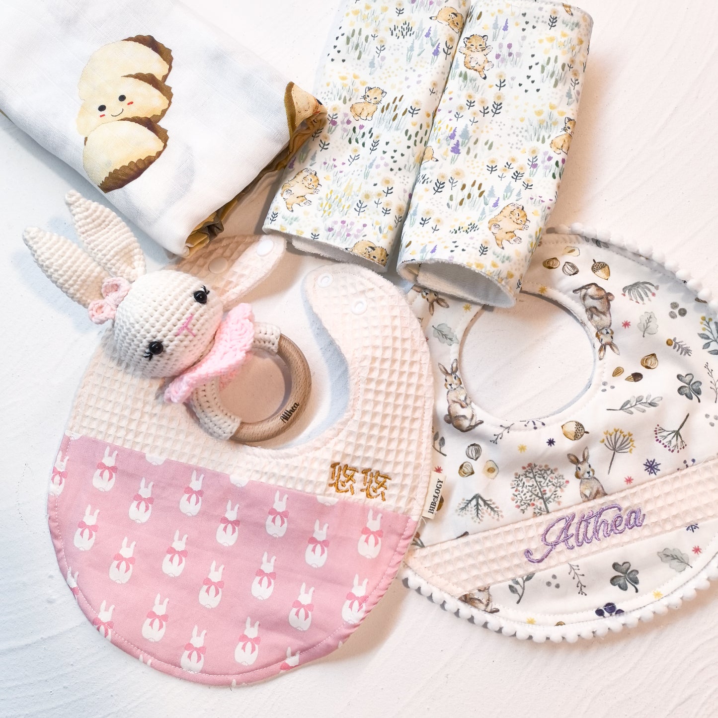 Traditional XL Bib| Pink Bunny